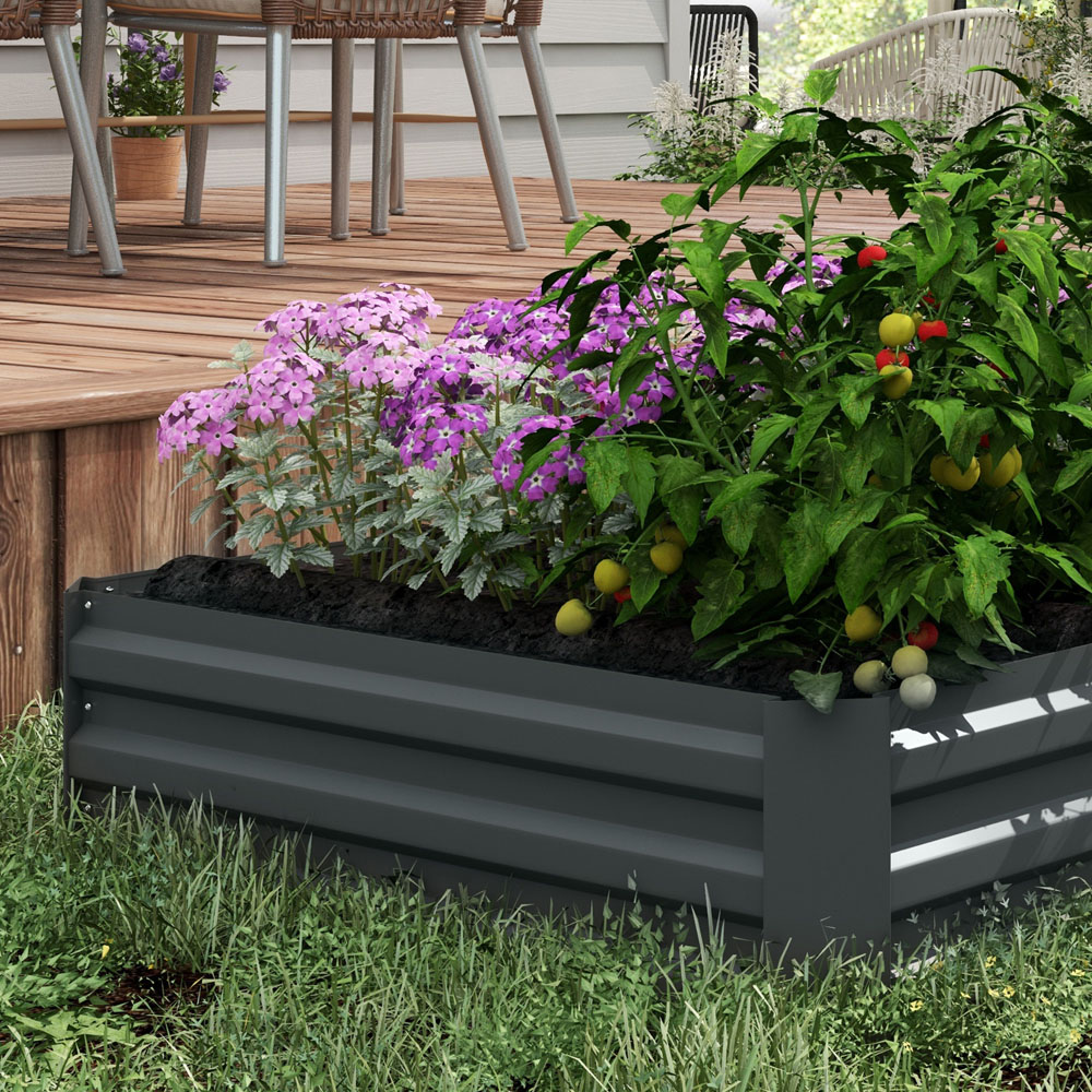 Outsunny Dark Grey Galvanised Steel Easy Setup Raised Garden Bed Planter 2 Pack Image 4