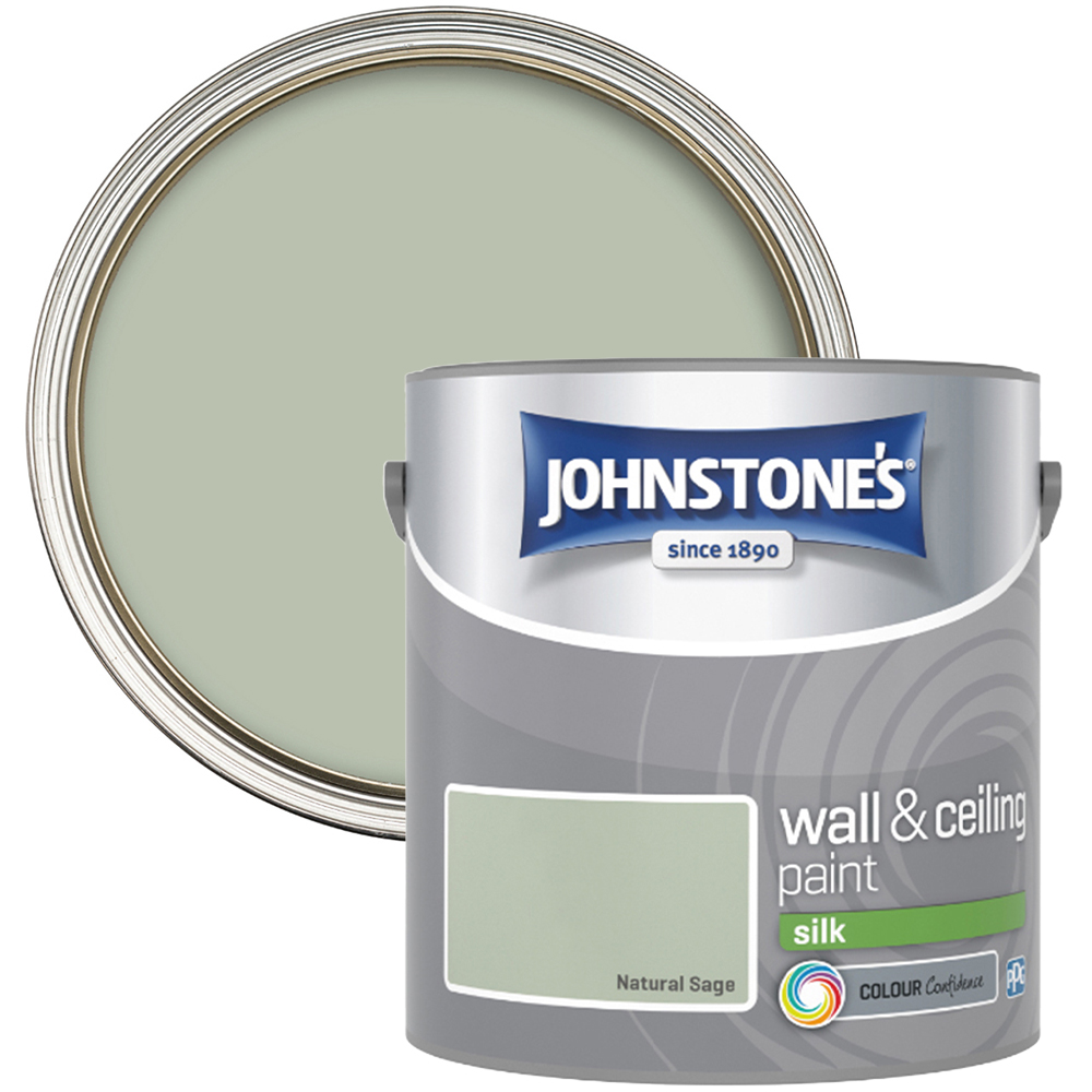 Johnstone's Walls & Ceilings Natural Sage Silk Emulsion Paint 2.5L Image 1