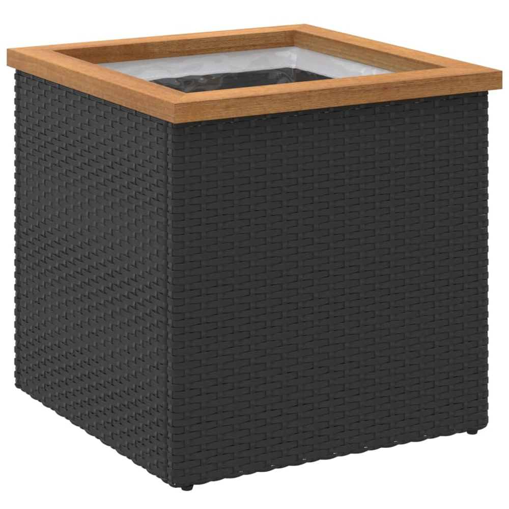 vidaXL Black PE Rattan Square Garden Planter 40cm Image 1