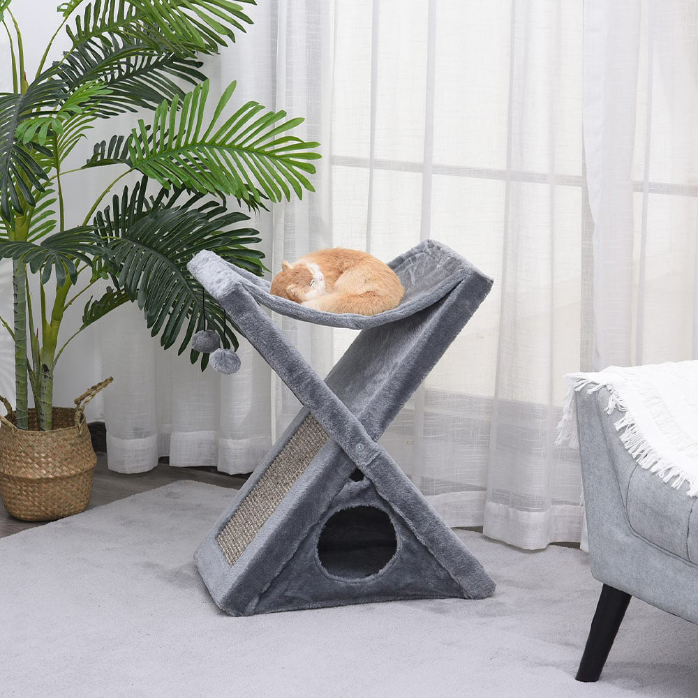 PawHut 2 Tier Cat Tree Play Rest Image 2