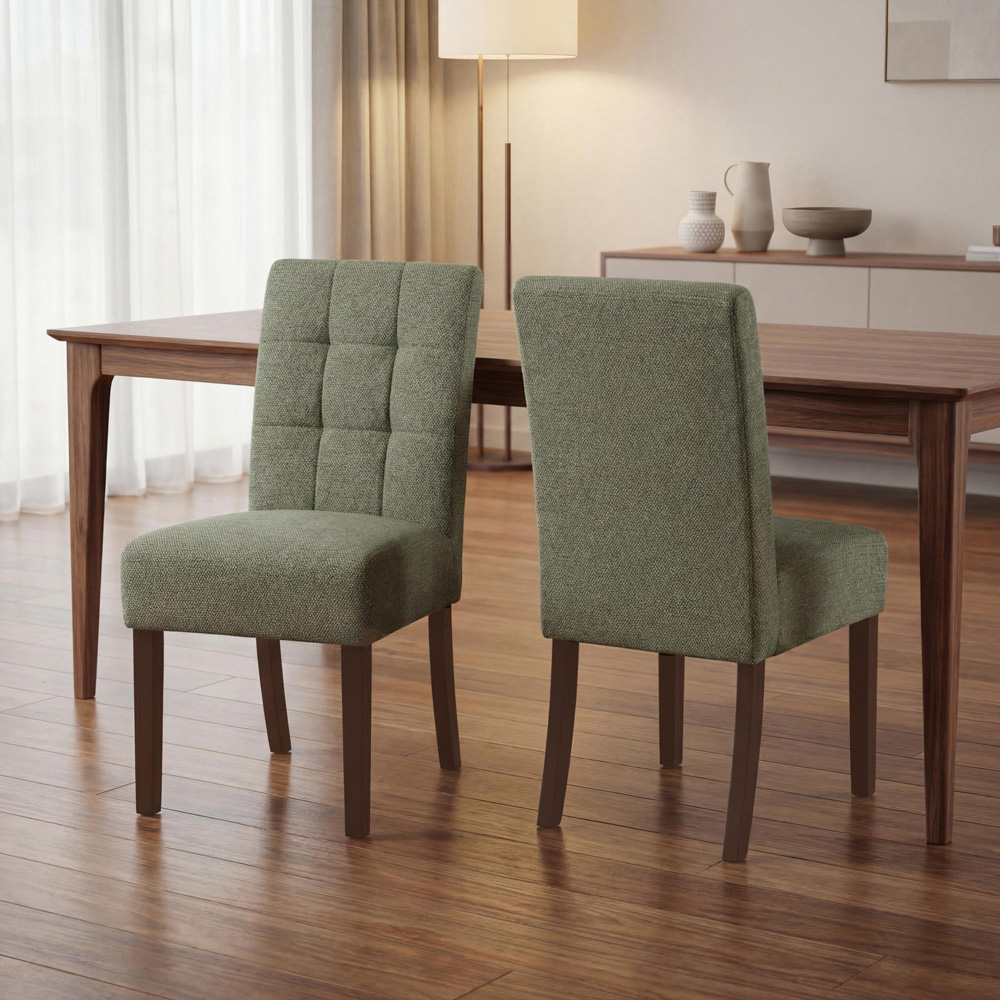 Portland Harlow Olive Weave Walnut Legs Waffle Back Dining Chair Image 8