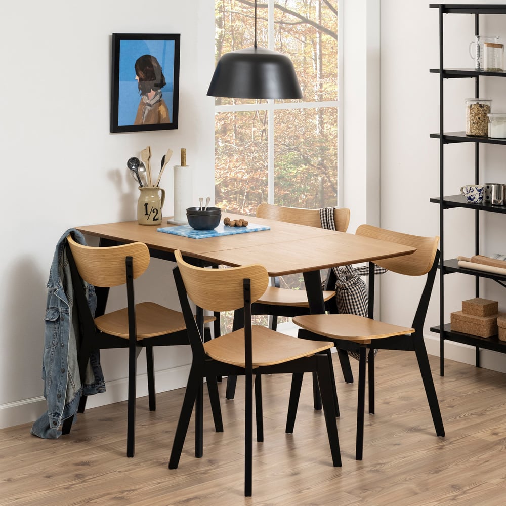 Florence Roxby 4 Seater Extending Dining Table Oak and Black Image 9