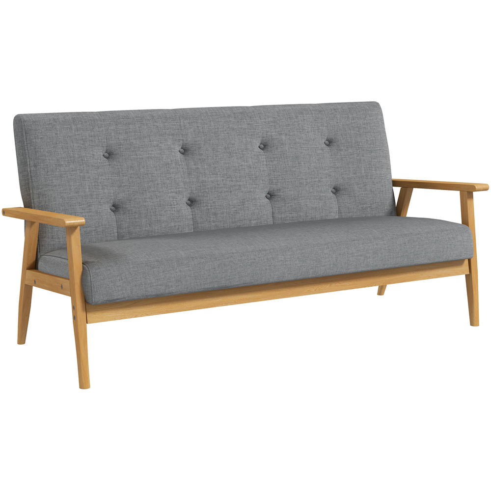 Portland 3 Seater Dark Grey Linen Upholstery Tufted Sofa Image 2