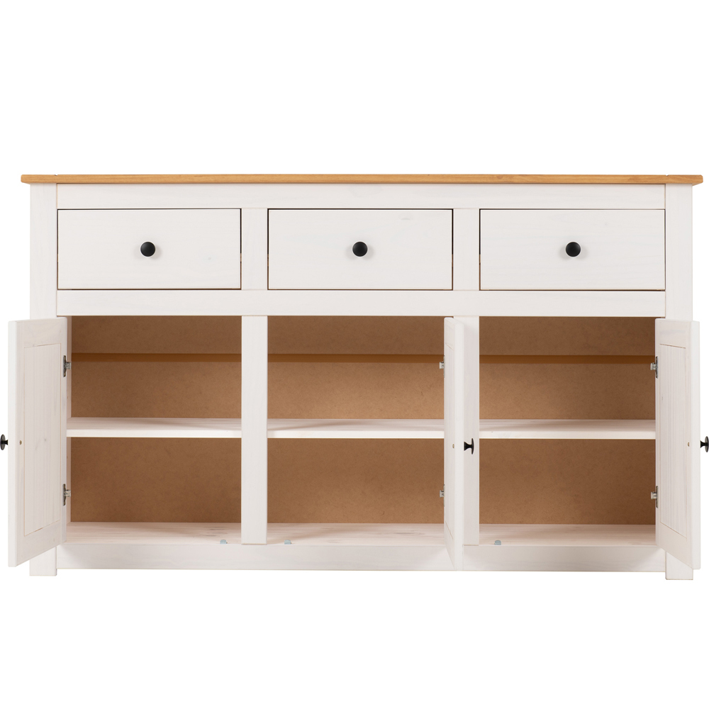 Seconique Panama 3 Door 3 Drawer White and Natural Wax Sideboard Image 5