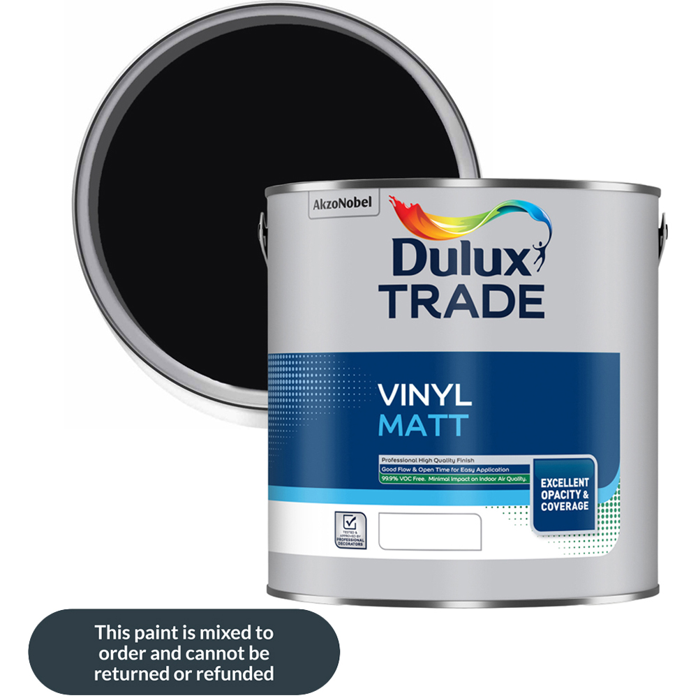Dulux Trade RAL 9005 Walls and Ceilings Vinyl Matt Paint 2.5L Image 1