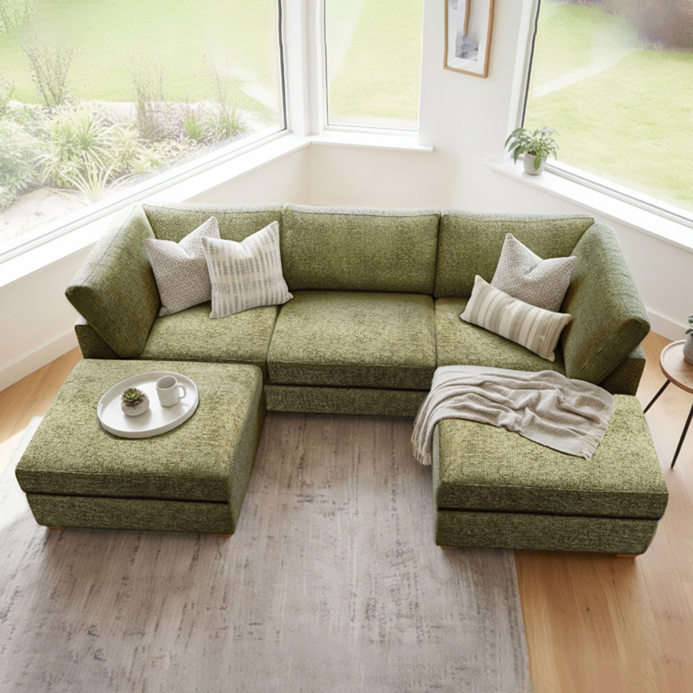Carina Enzo 5 Seater Olive U-Shape Sofa Image 7