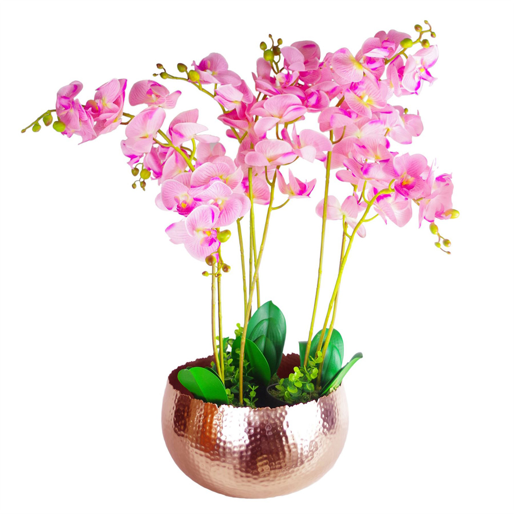 Leaf Copper Hammered Curvy Edge Metal Bowl Planter 32 x 20cm Image 2