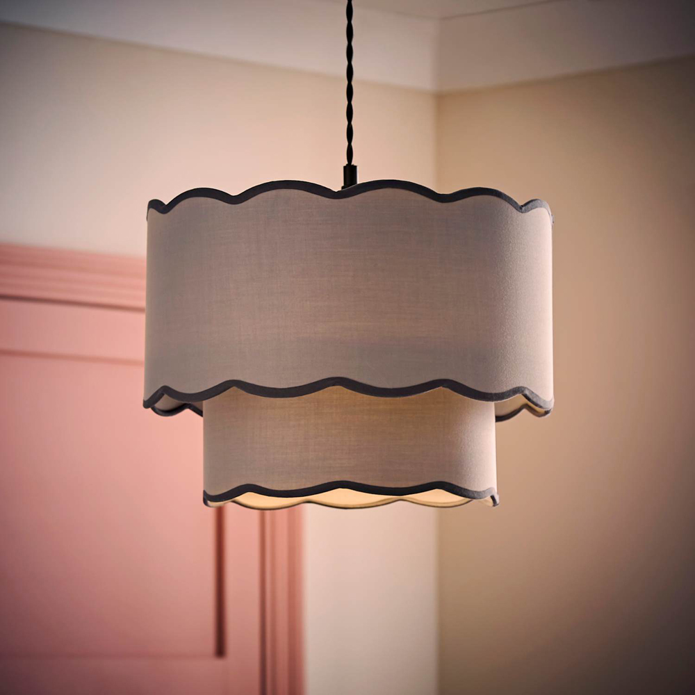 ValueLights Sloane 2 Tier Grey Colour Clash Scalloped Shade Image 6
