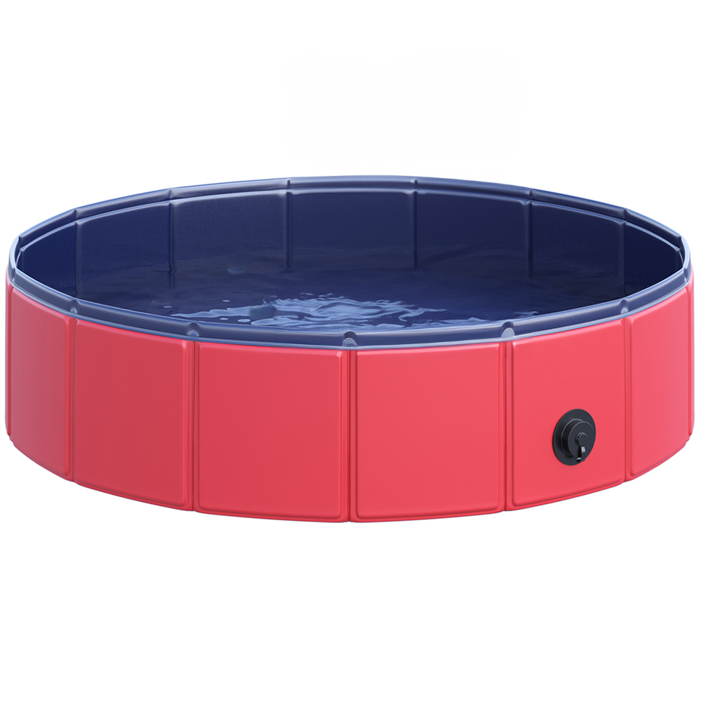 PawHut Red Foldable Pet Paddling Pool Image 1