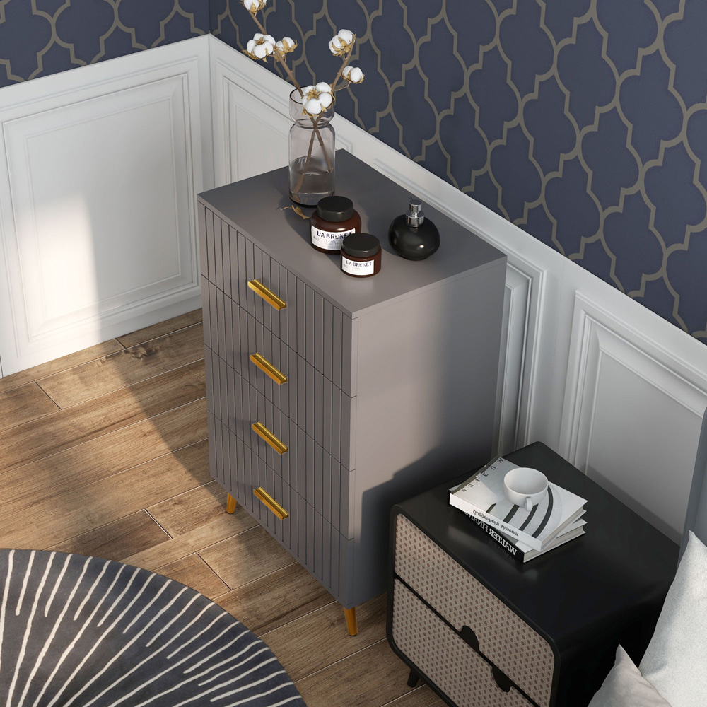 Portland 4 Drawer Chest of Drawers with Aluminium Legs Image 5