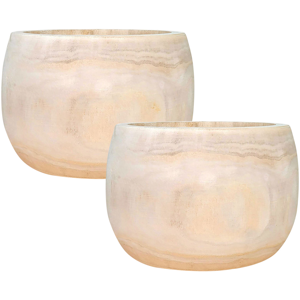 LECHUZA Hortico Eco Wooden Round Indoor Plant Pot 17 x 26cm 2 Pack Image 1