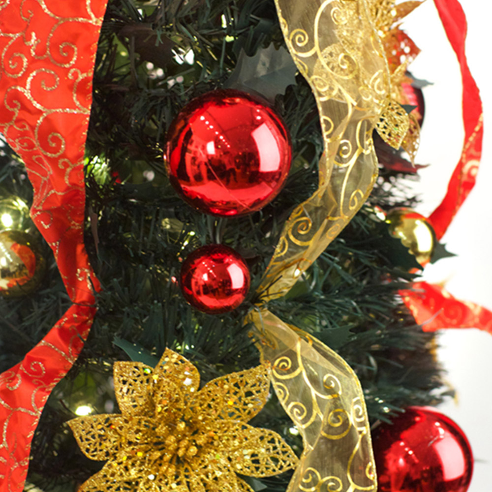 Best Artificial Pre Lit Warm White LED Red and Gold Pop Up Artificial Christmas Tree 6ft Image 3