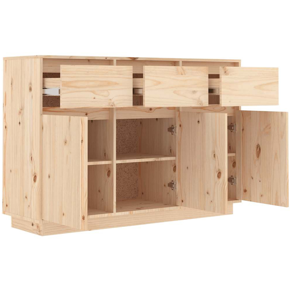 vidaXL 3 Door 3 Drawer Natural Solid Pine Wood Sideboard Image 4