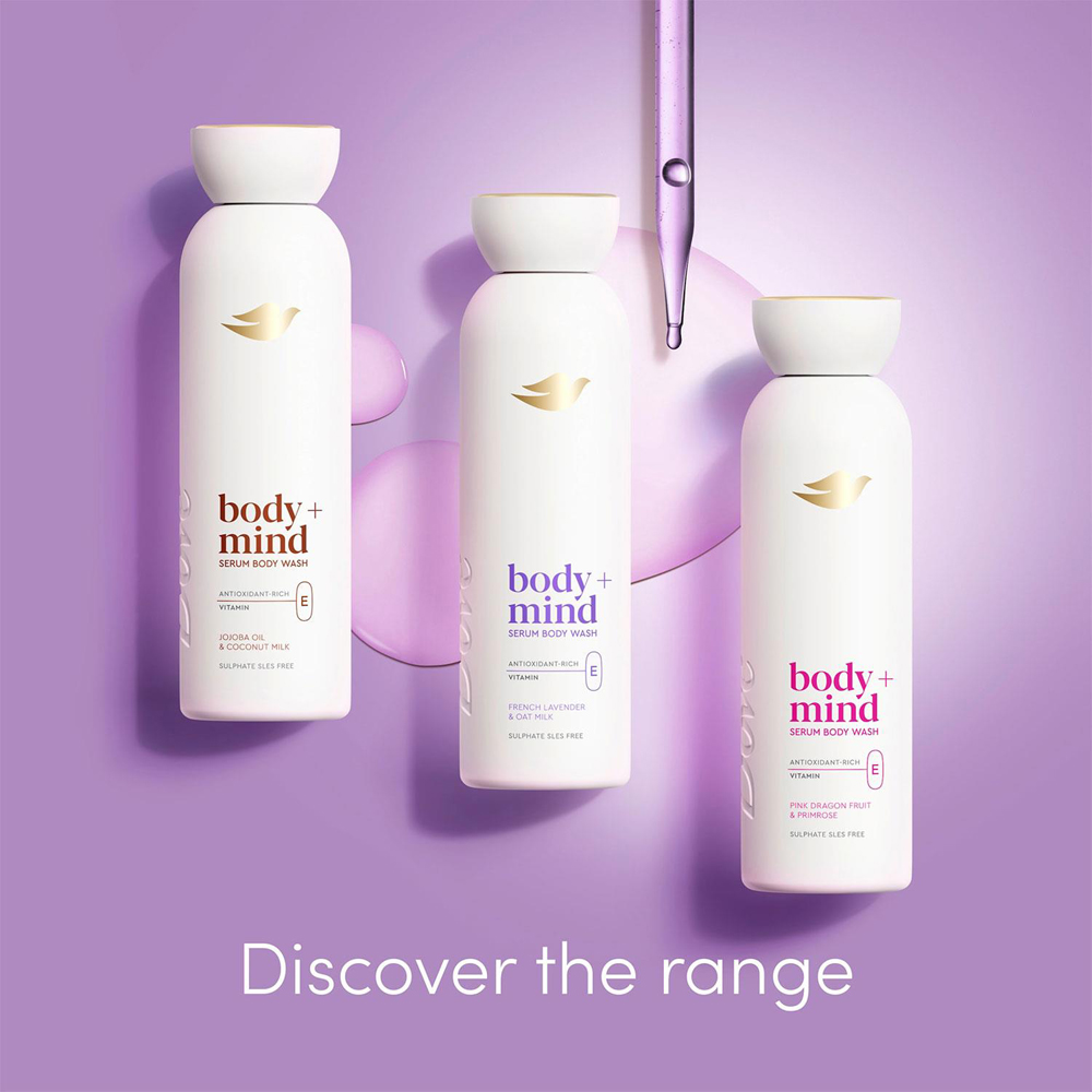 Dove Body+Mind French Lavender and Oat Milk Vitamin E Serum Body Wash 350ml 6 Pack Image 5