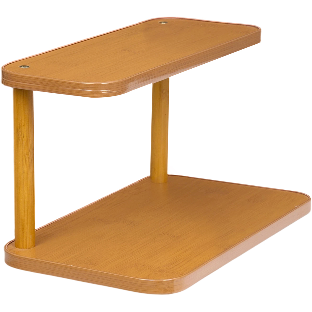 Living and Home 2 Shelf Natural Bamboo Compact Desktop Storage Rack Image 3