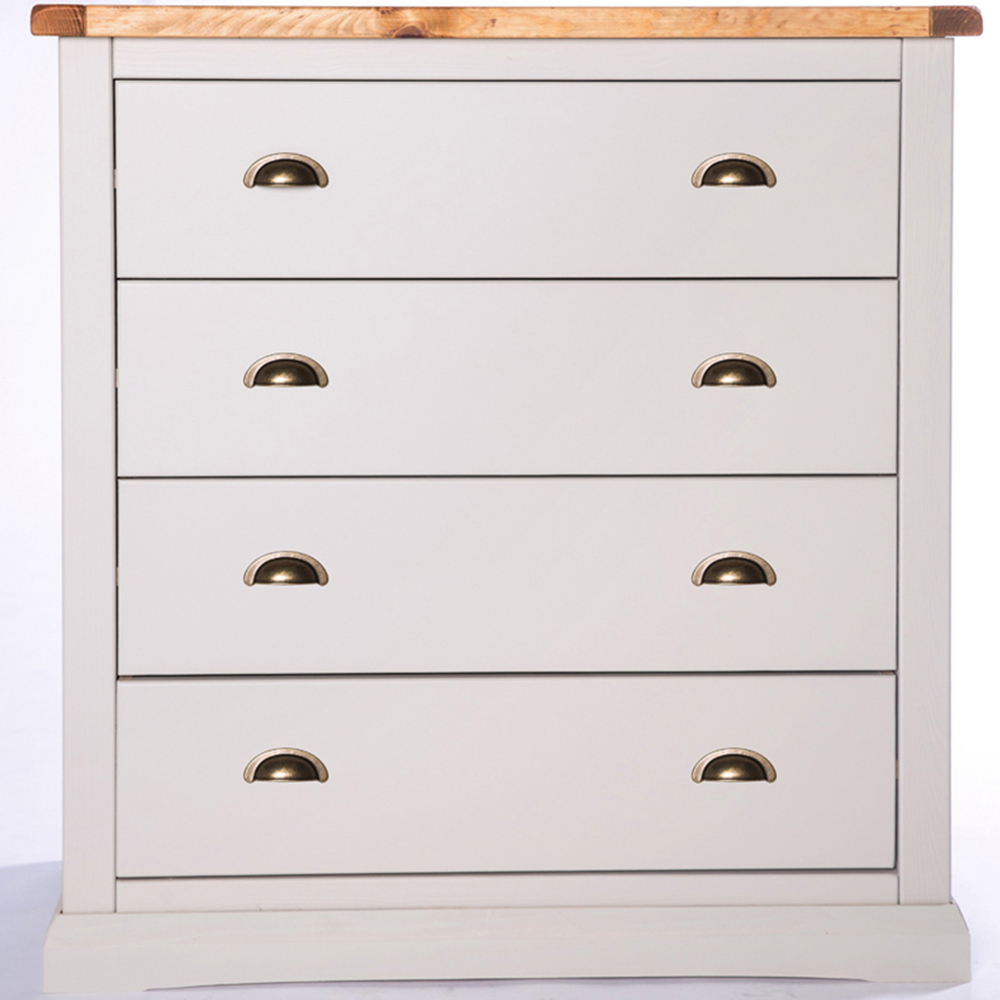 Loreo 4 Drawer Light Grey Chest of Drawers with Brass Cup Handles Image 2