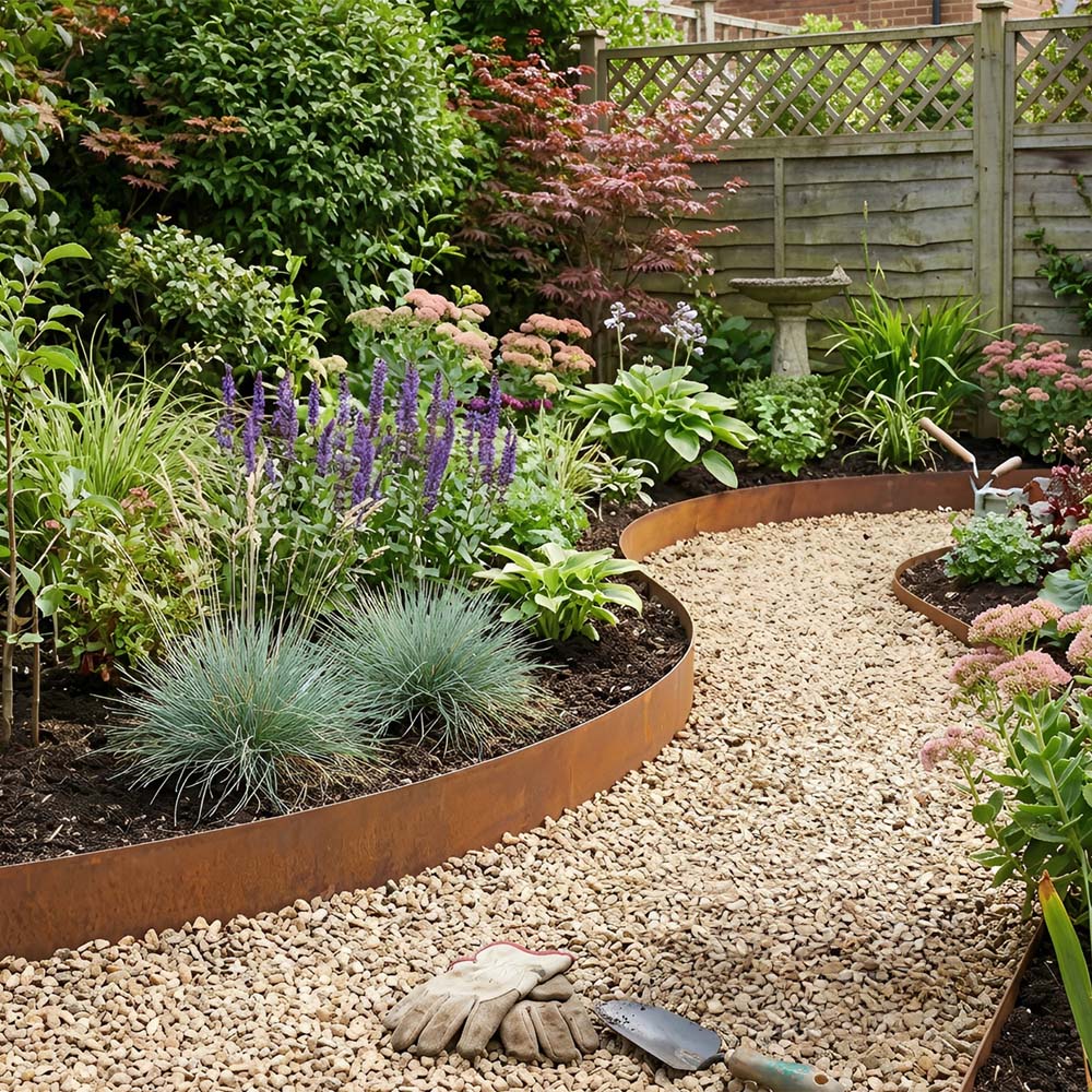 Living and Home 10m x 14cm Brown Metal Flexible Lawn Edging Image 2