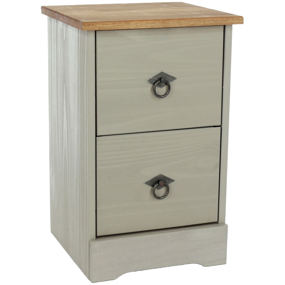 Core Products Corona Classic 2 Drawer Grey Pine Wood Compact Bedside Cabinet Image 2