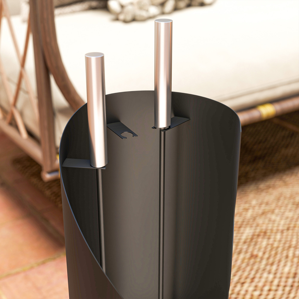 Outsunny 4 Piece Black Metal Fireplace Companion Set Image 3