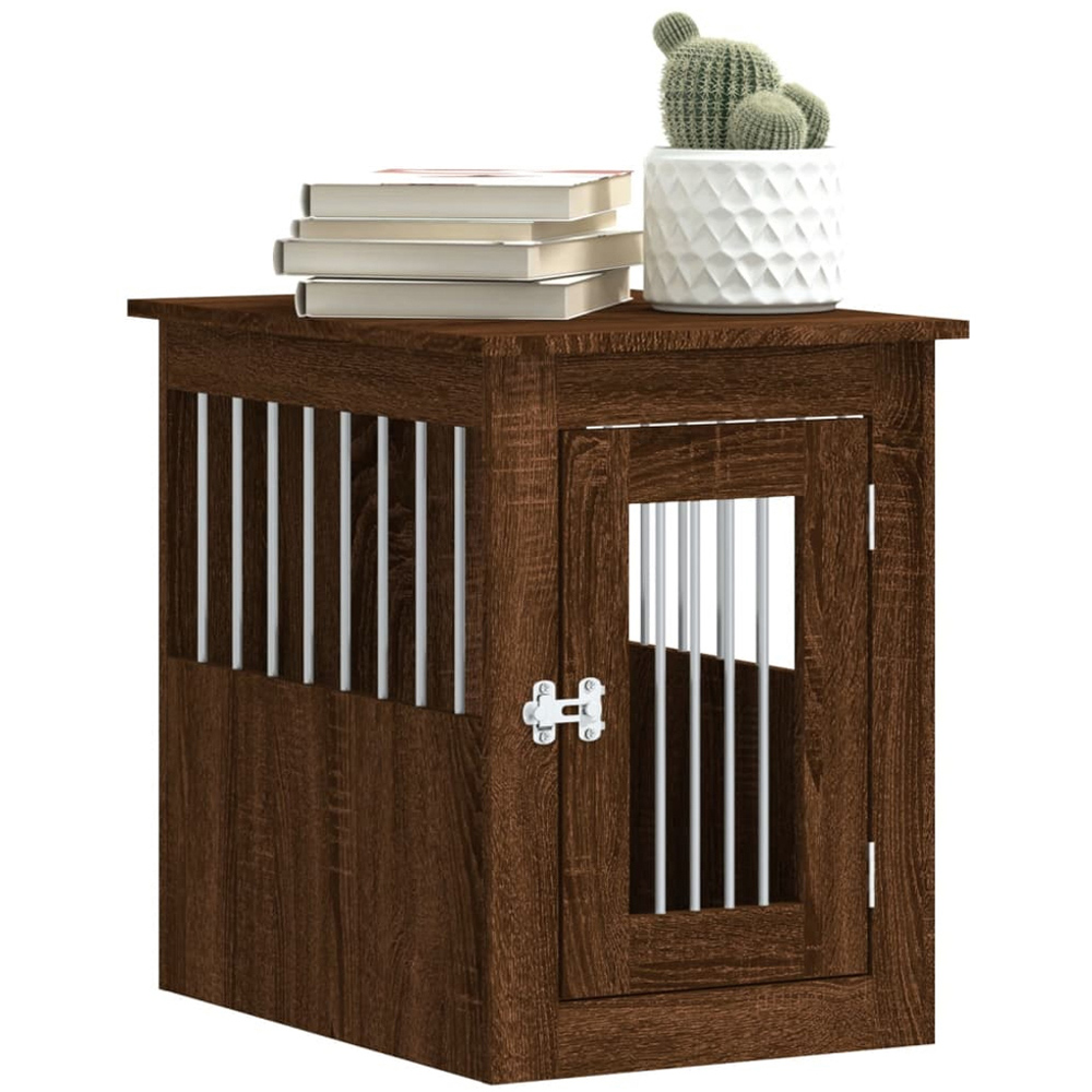 vidaXL Brown Oak Processed Wood Dog Crate Furniture 45 x 62 x 59cm Image 3