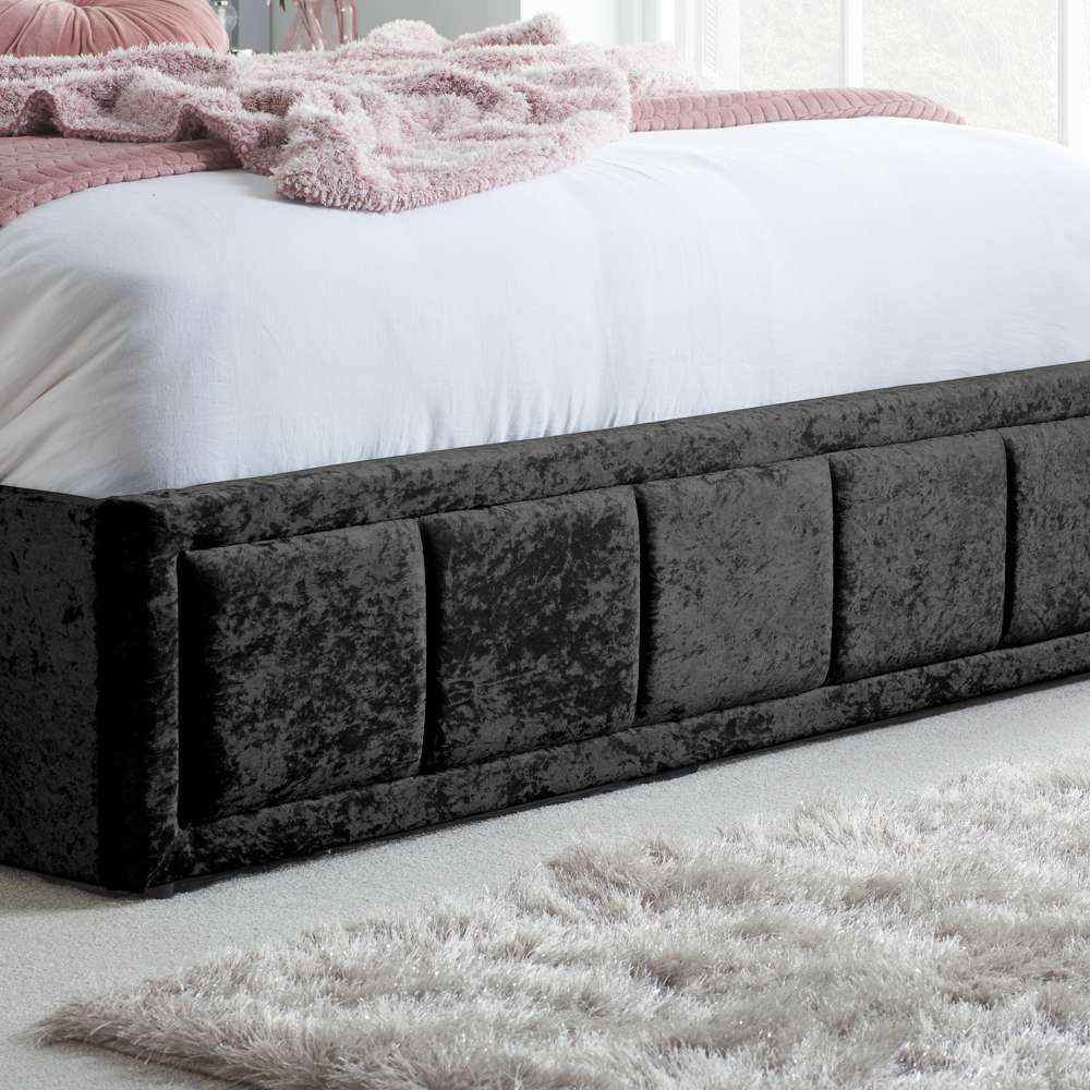 Hannover King Size Black Crushed Velvet Ottoman Bed Frame Image 6