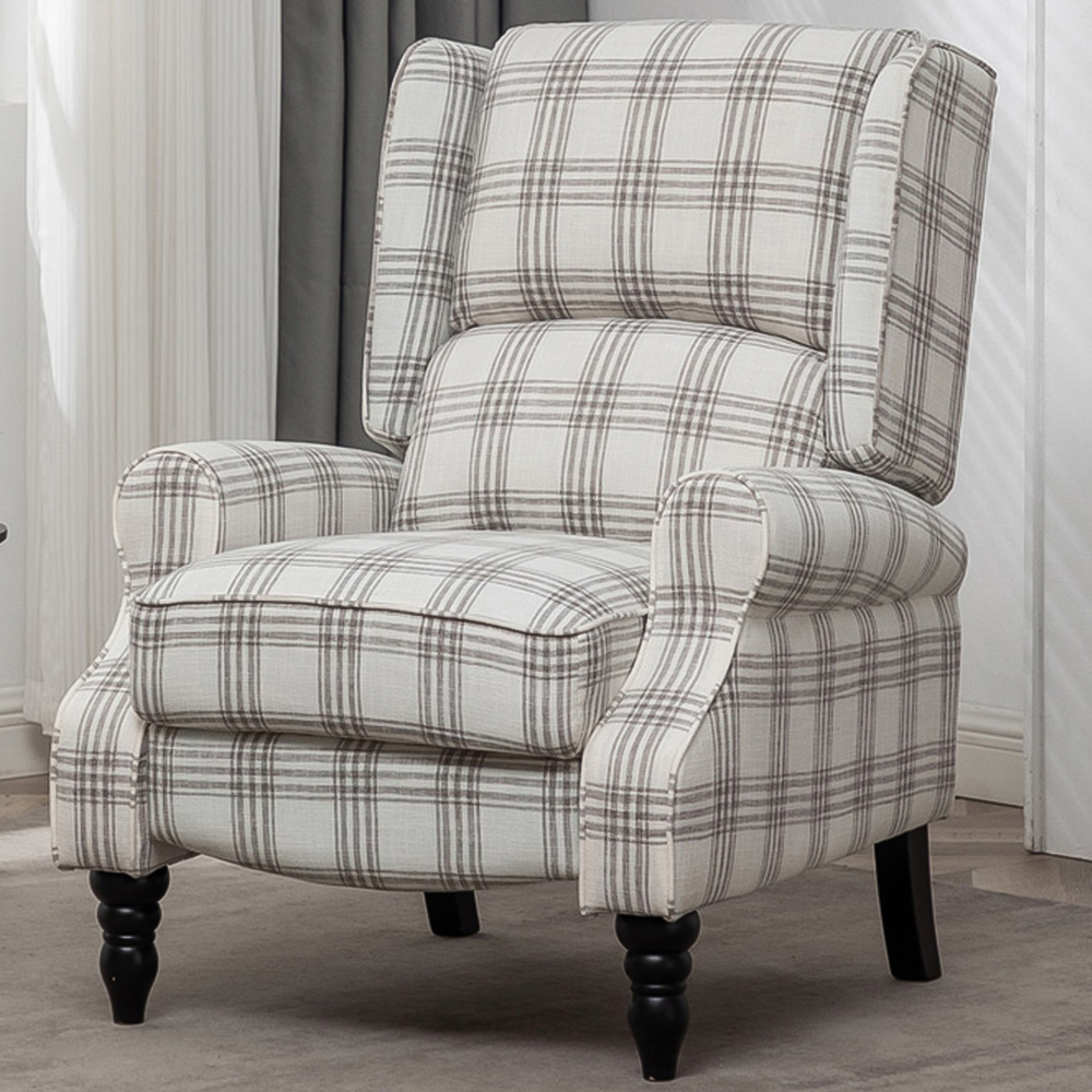 Furniture One Grey Wing Back Recliner Armchair Image 1