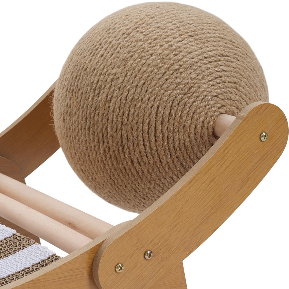 H&O Direct Cat Scratching Lounger Bed with Sisal Ball Image 5