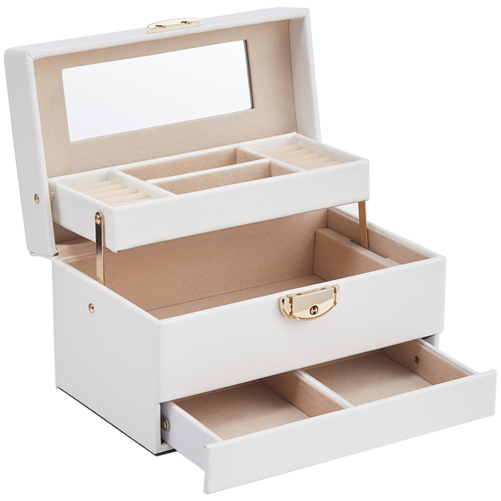 H&O Direct Single Drawer White Jewellery Box Image 2