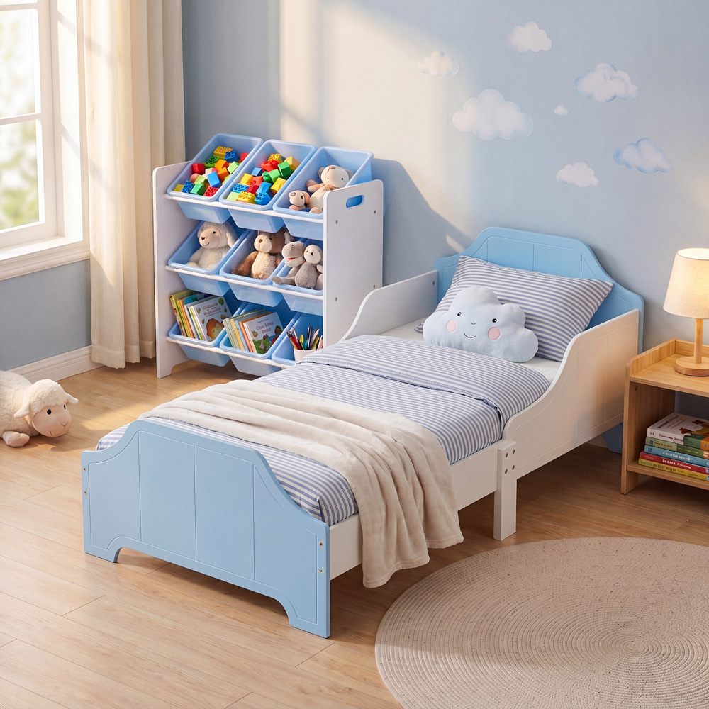 Liberty House Toys Dual Tone White and Blue Toddler Bed Image 8