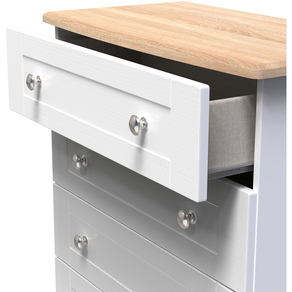 Crowndale Sussex 5 Drawer White Ash and Bardolino Oak Chest of Drawers Ready Assembled Image 6