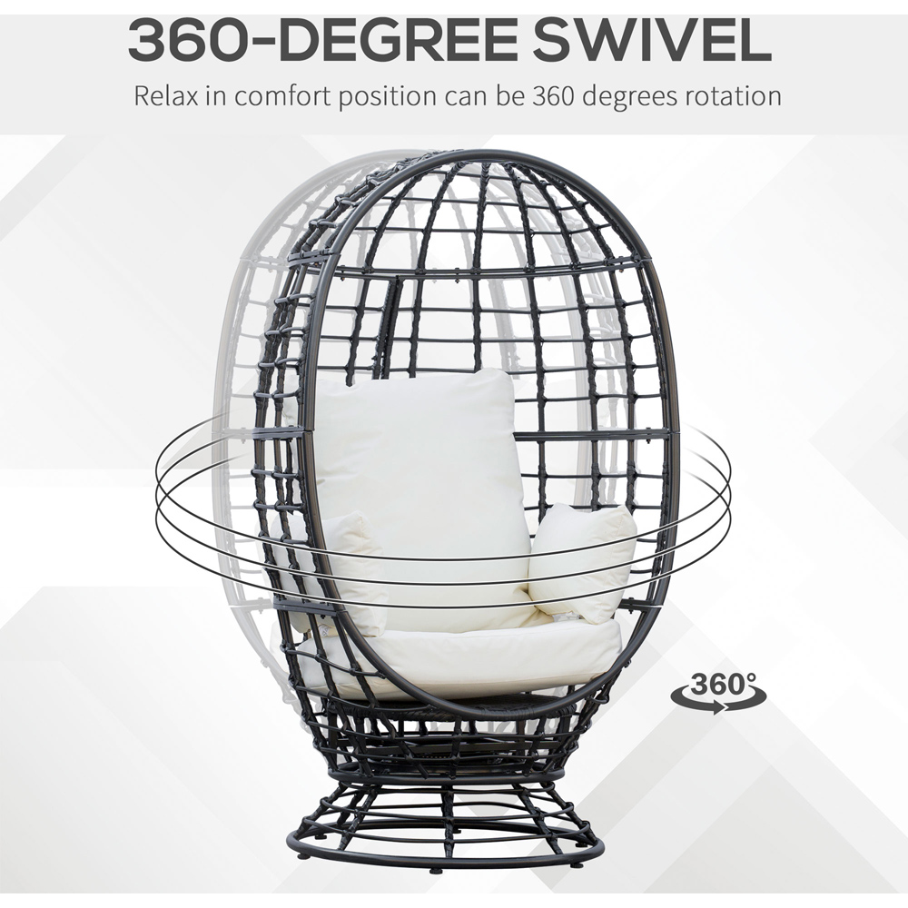 Outsunny Black Rattan Swivel Egg Chair with Cushions Image 4