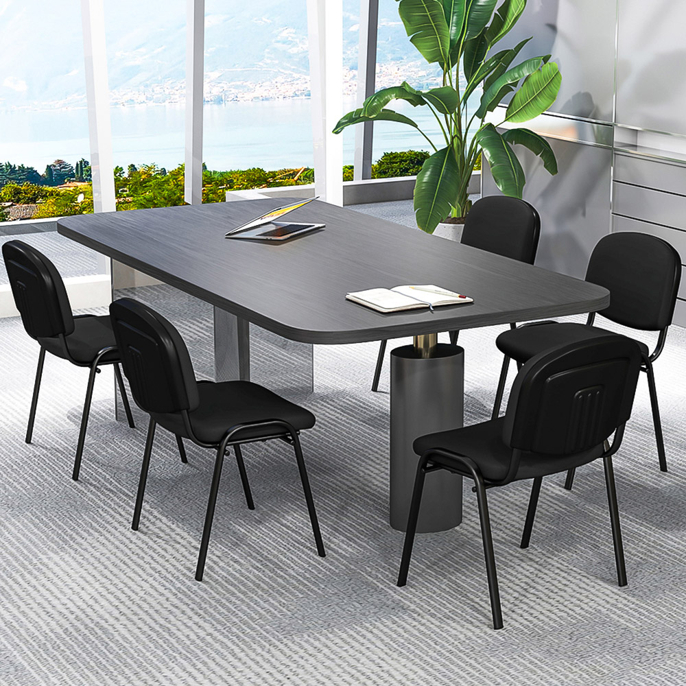 Costway Set of 5 Black Stackable Upholstered Armless Mesh Chair Image 1