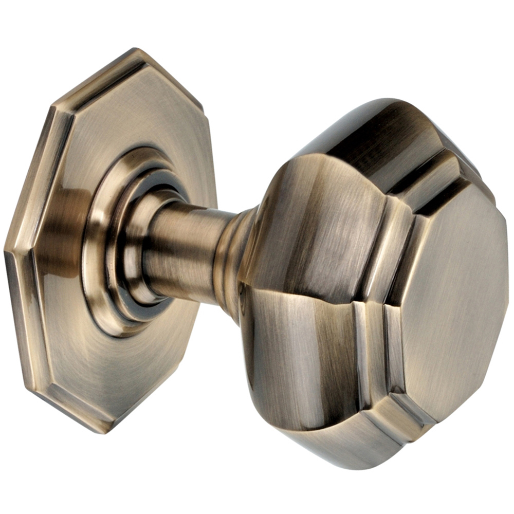 Spira Brass Antique Brass Octagonal Centre Door Knob Image 1
