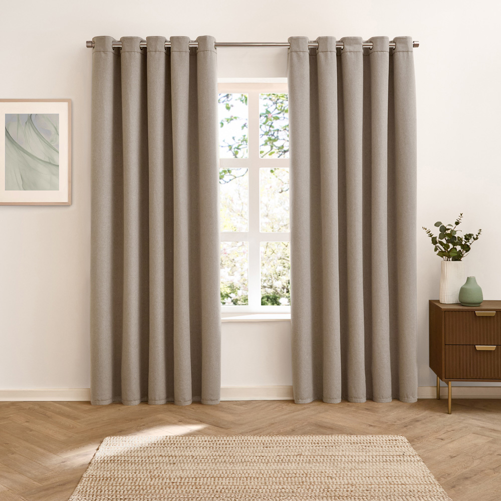 Furn Verso Mocha Reversible Suede-Look Blackout Eyelet Curtains 168 x 137cm Image 5