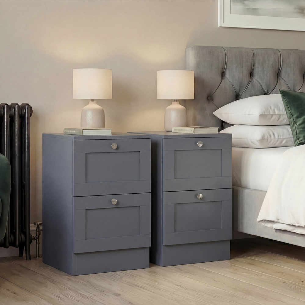 VIDA DESIGNS Altino 2 Drawer Grey Shaker-Style Bedside Chest Set of 2 Image 3