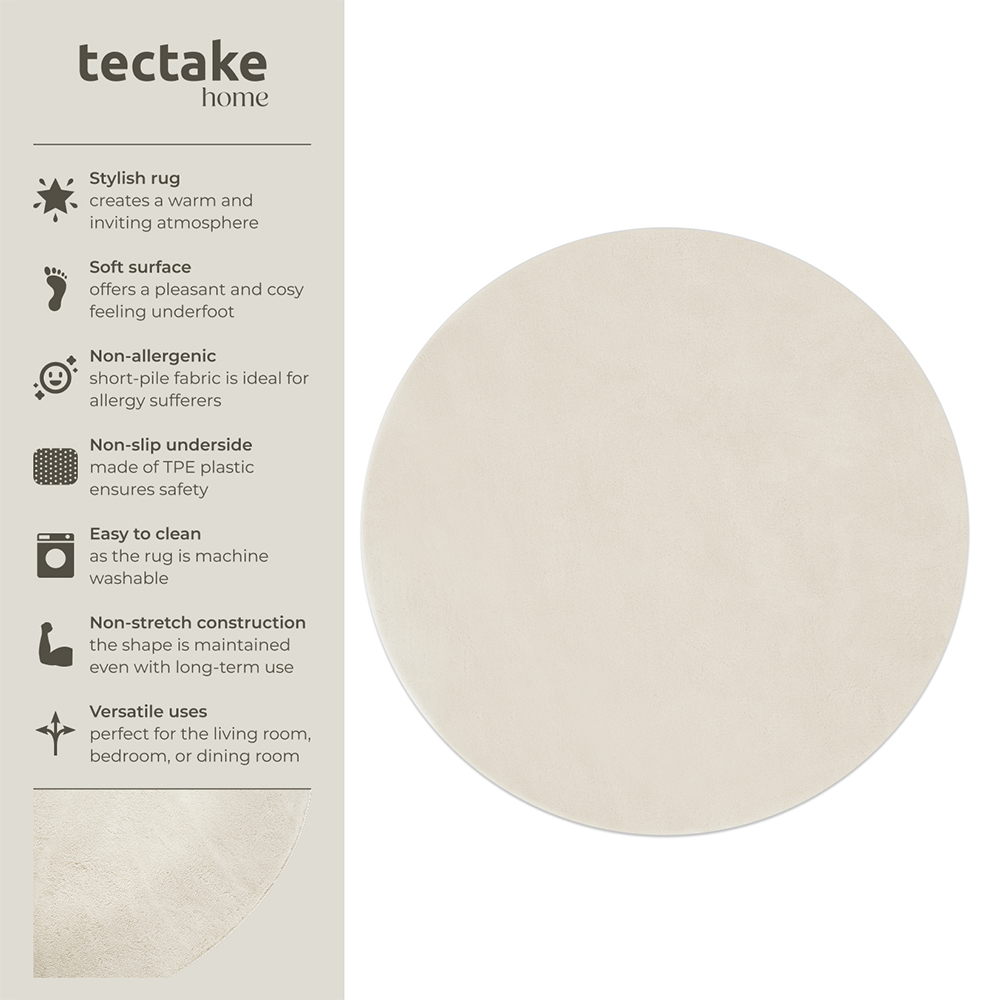 tectake Zonelle Cream Short Pile Ultra Soft Rug 120 x 120cm Image 7