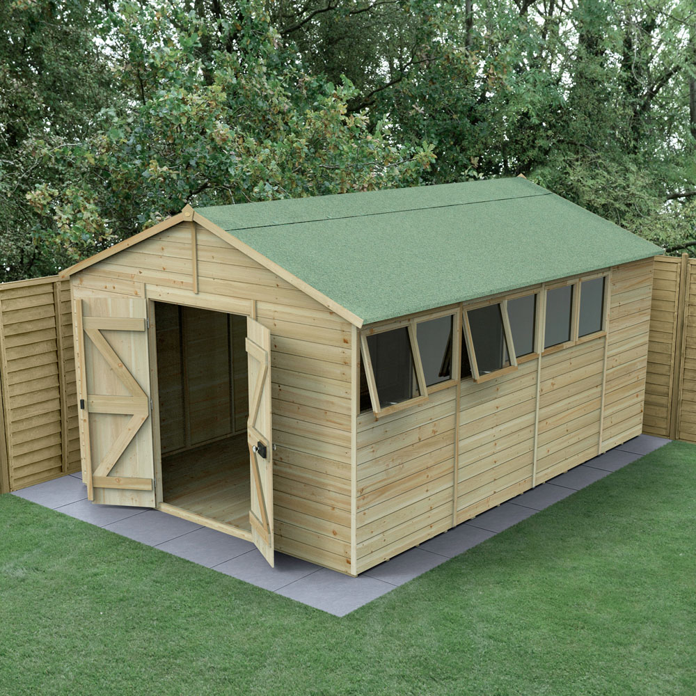 Forest Garden Timberdale 10 x 15ft 2 Opening Apex Shed Image 2