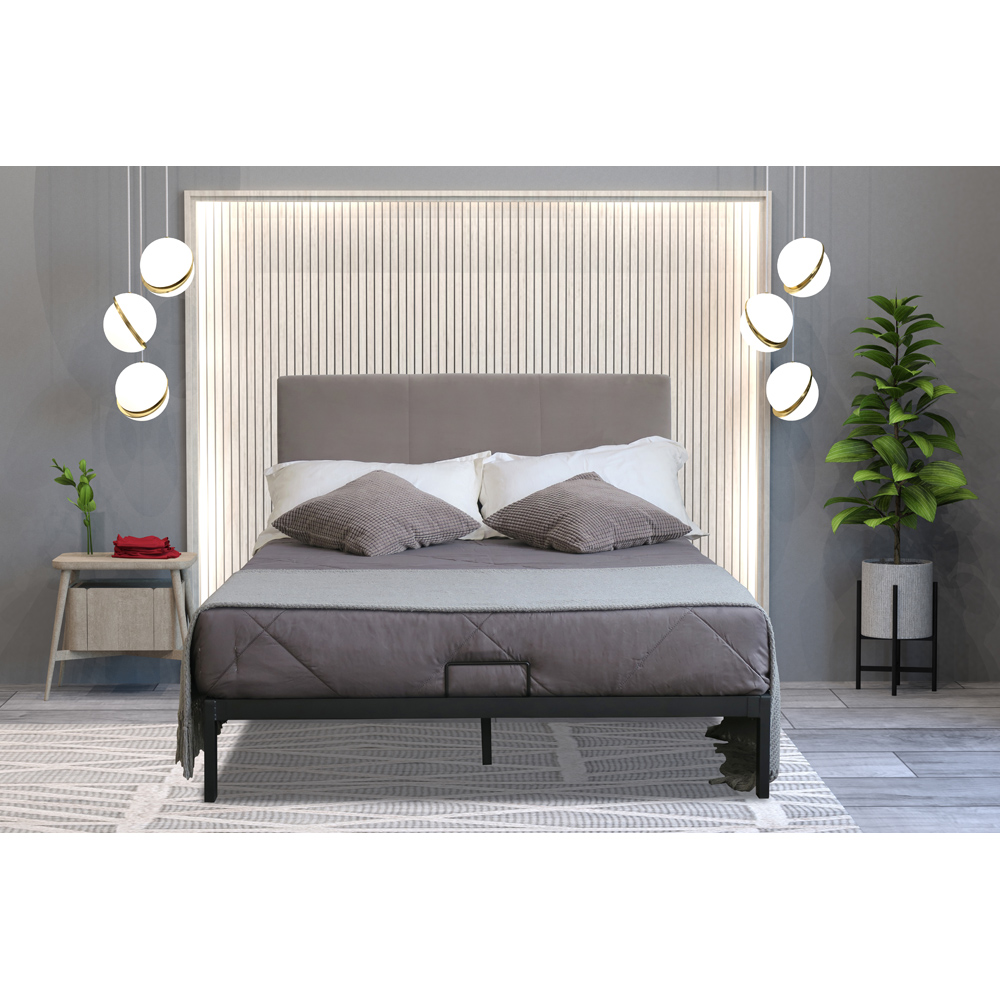 Brooklyn Double Metal Bed Frame with Grey Velvet Headboard Image 2