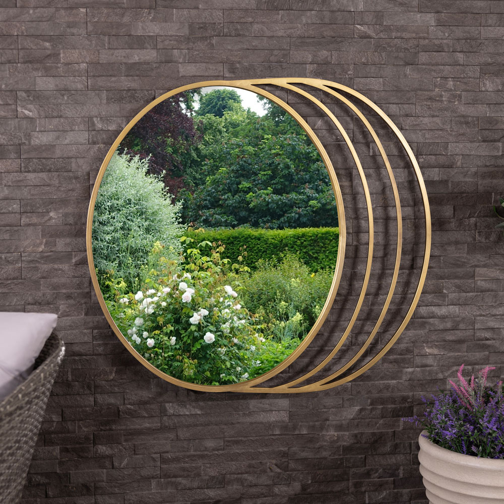 Charles Bentley Prague Gold Round Wall Mirror Image 2