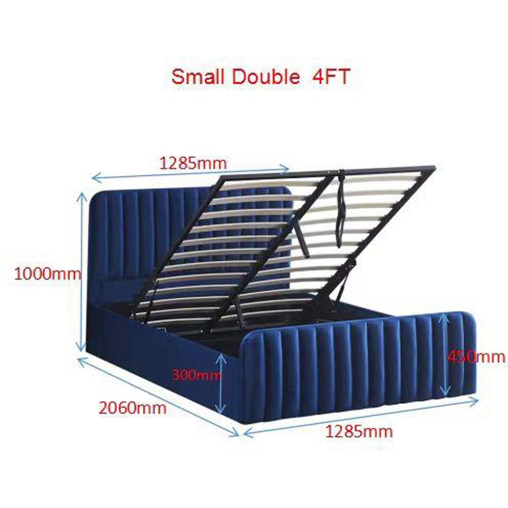 Kosy Koala Small Double 4ft Blue Velvet Ottoman Storage Bed Image 7