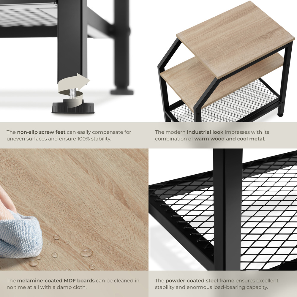 Tectake Plymouth 2 Grid Shelf Sonoma Oak Bedside Table Image 5