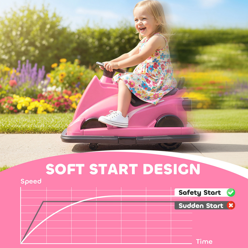 Tommy Toys Kids Pink 360 Degree Rotating Electric Bumper Car with LED Image 7