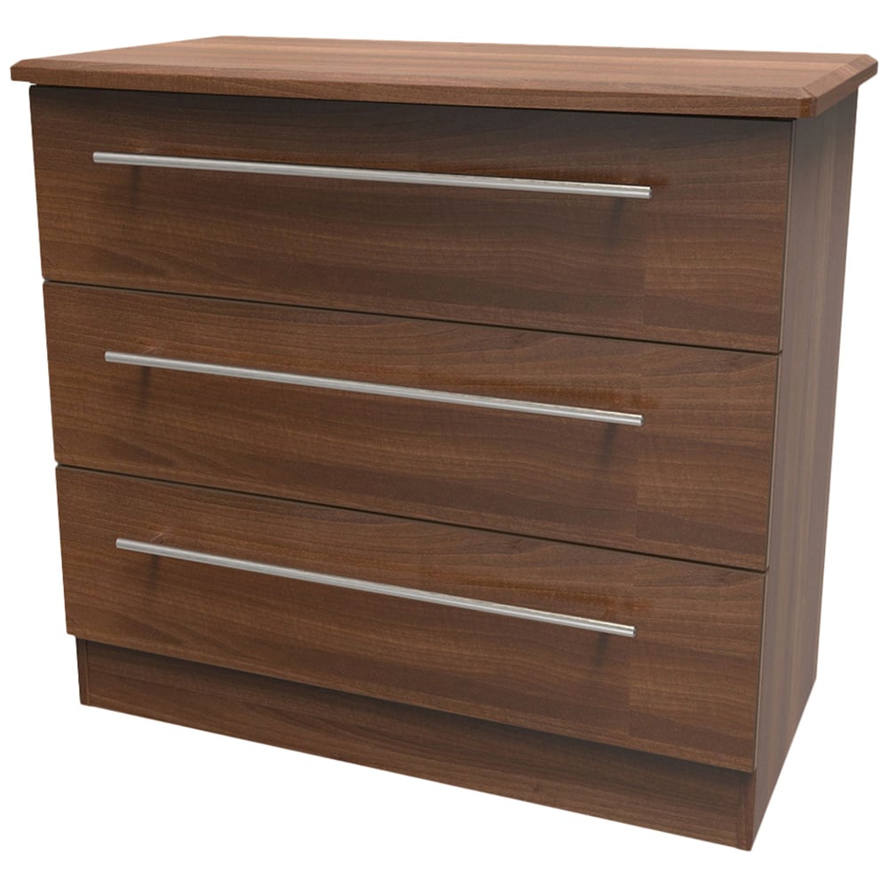 Crowndale Sherwood 3 Drawer Noche Walnut Chest of Drawers Image 4