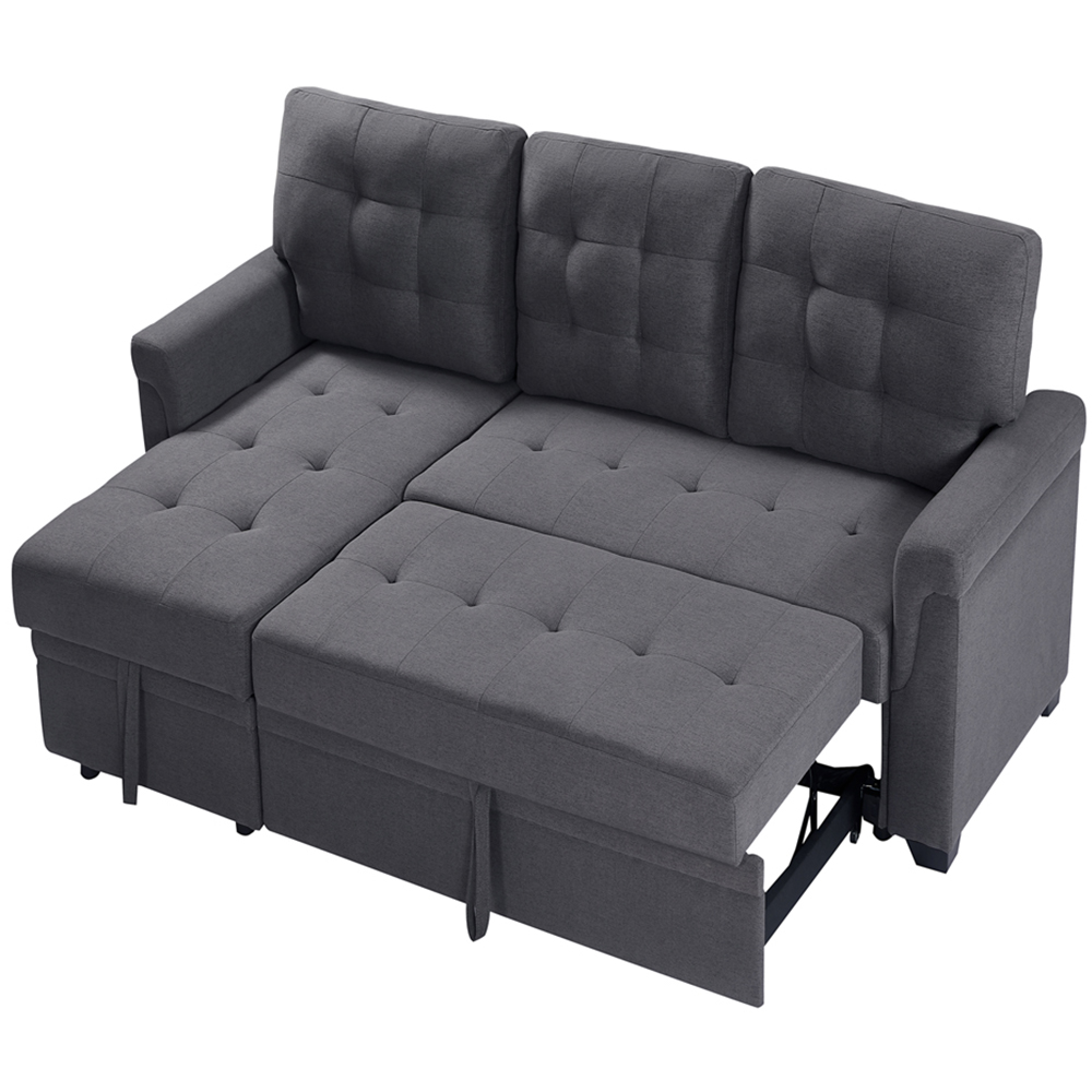 Furniture One 3 Seater Light Grey Linen Corner Storage Sofa Bed Image 3