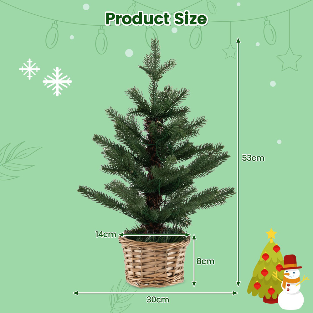 Costway Pre Lit Warm White Mini Artificial Christmas Tree 2ft Image 7