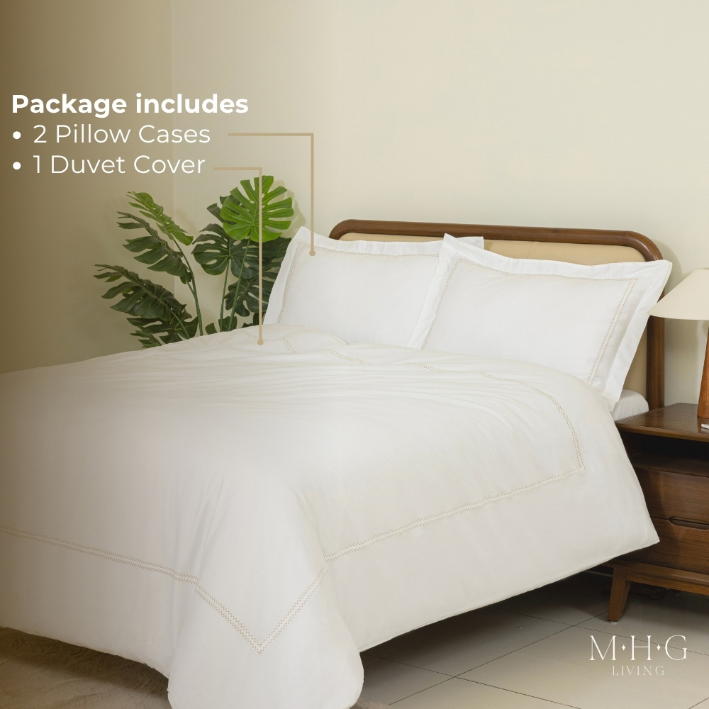 MHG Living Super King Size Oxford Gold 200 Thread Count Duvet Cover Set Image 2