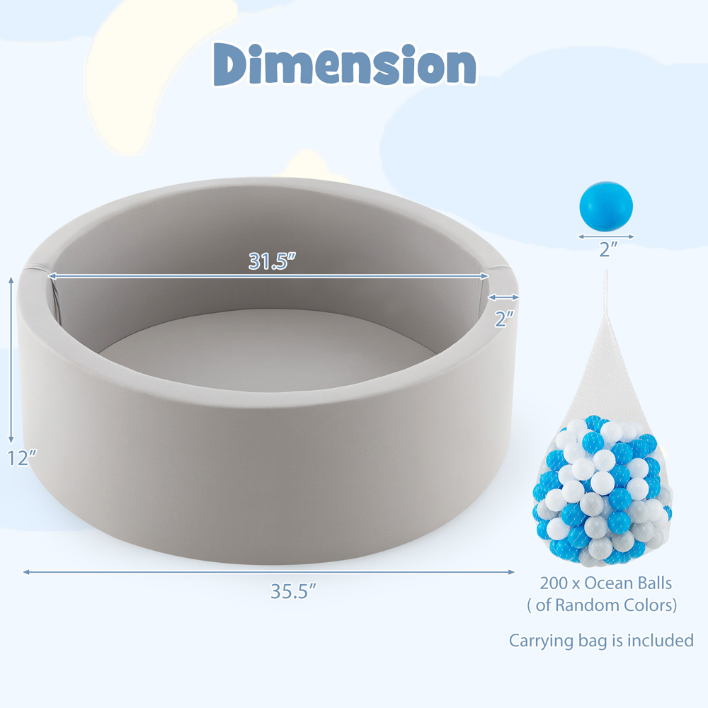 Costway White Soft Round Ball Pool Image 9
