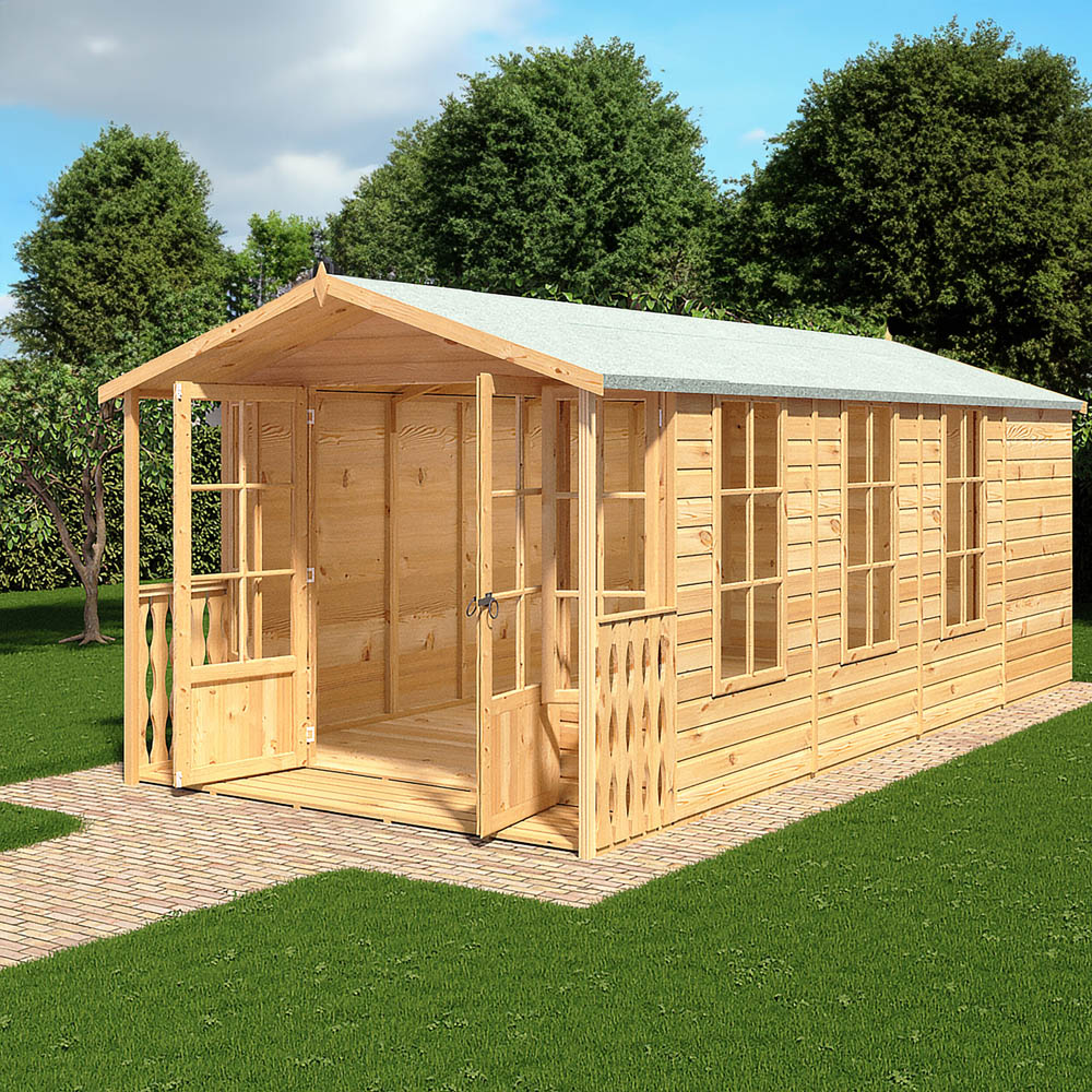 Shire Delmora 8 x 18ft Double Door Traditional Summerhouse Image 6