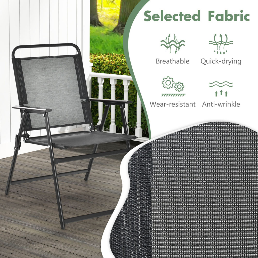 Costway Black Outdoor Folding Chair Set of 4 Image 4