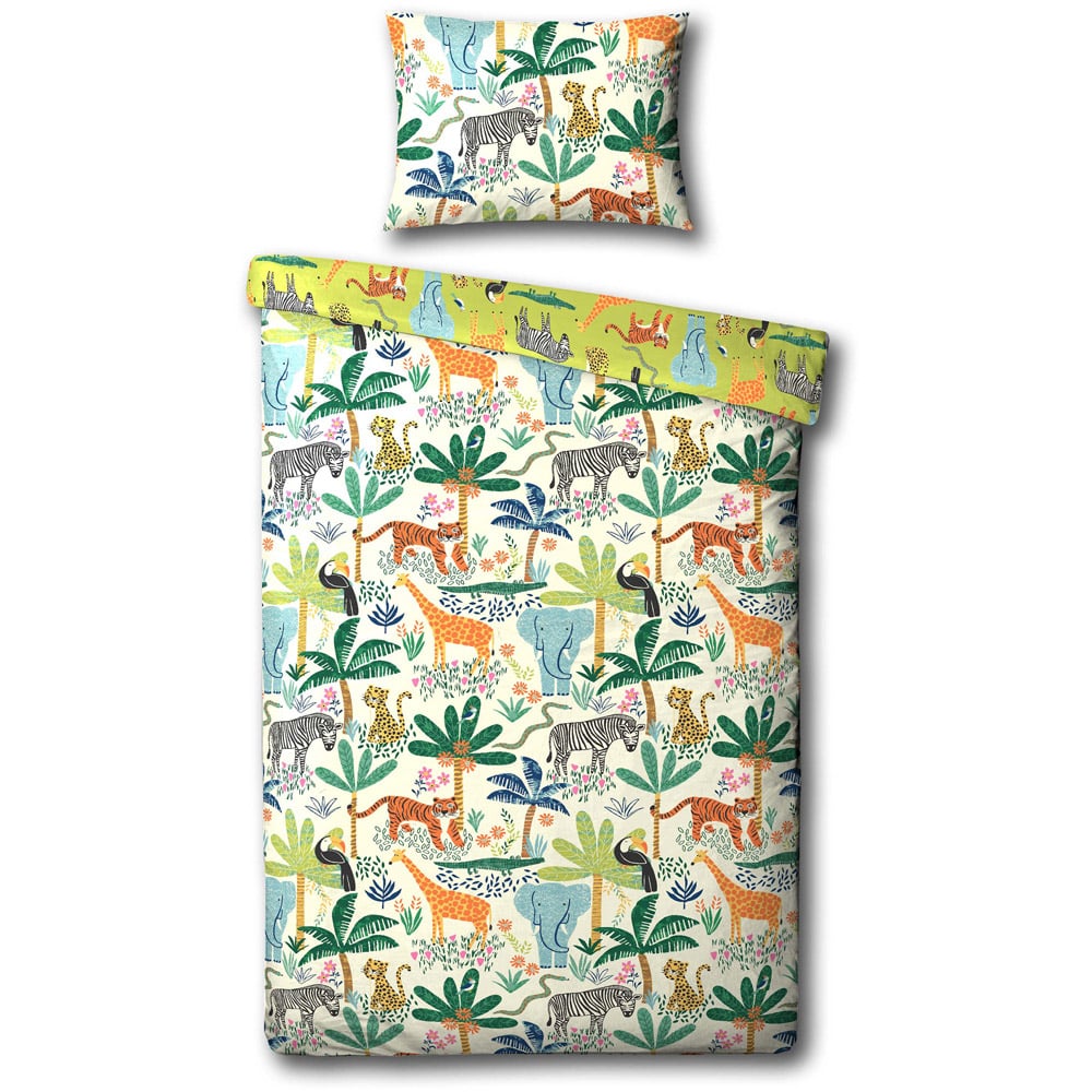 little furn. Jungletastic Toddler Multicolour Kids Duvet Cover Set Image 2